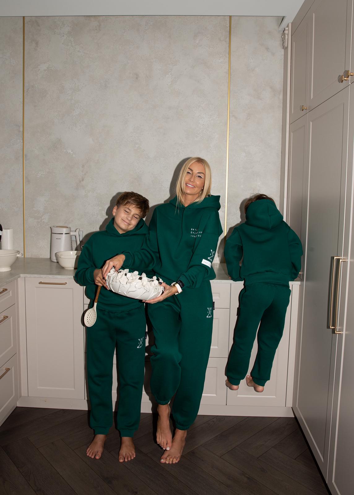 "Benetton green" kostiumėlis VAIKAMS su KAPIŠONU | Su pūkiu | PRE - ORDER