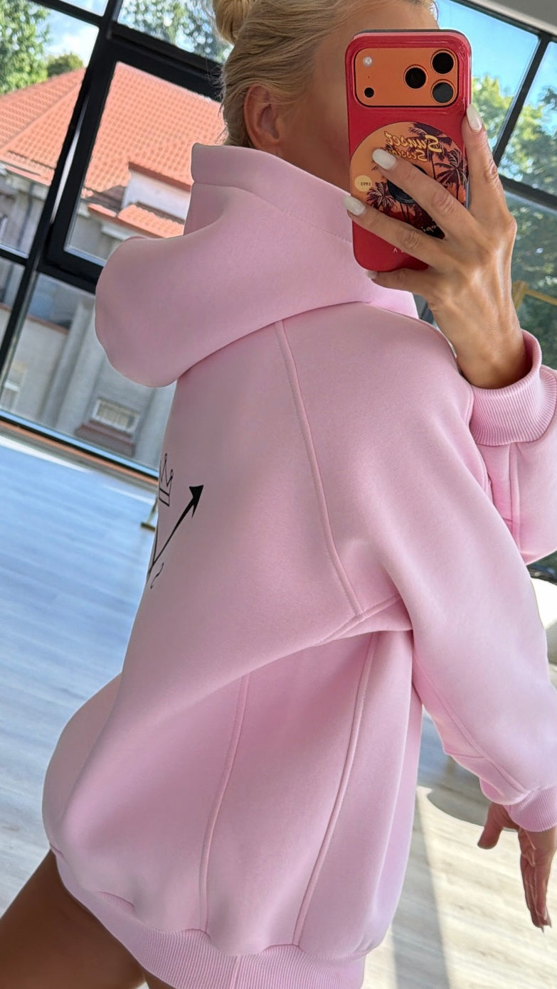 ,,Sweet pink“ Oversize  džemperis su pūkiu „SG1982“