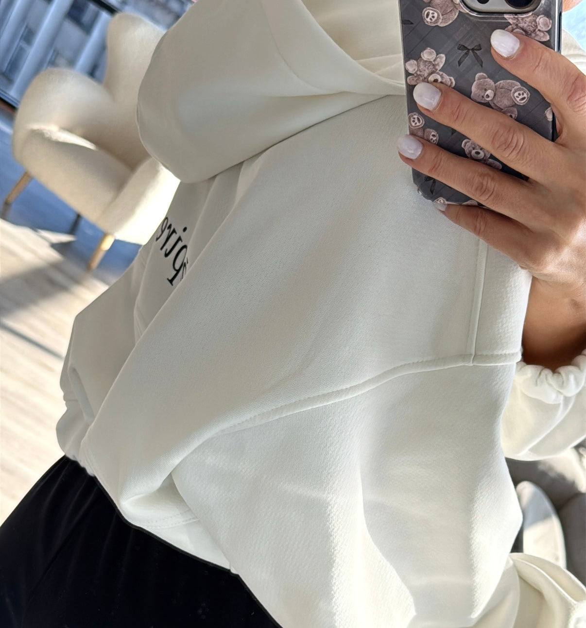 Baltas oversize džemperis #SG1982#