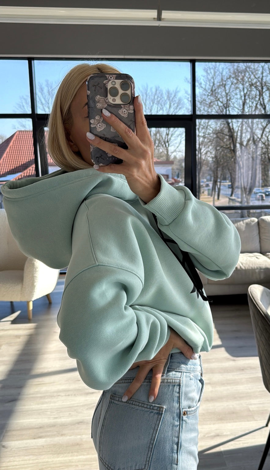 Mėtinis oversize džemperis #SG1982#