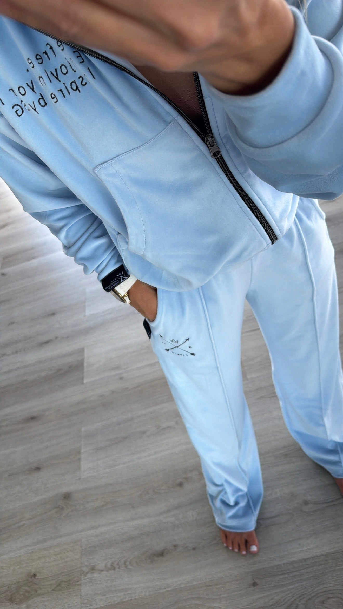 „Baby Blue Dream“ soft veliūro kelnės „SG1982“