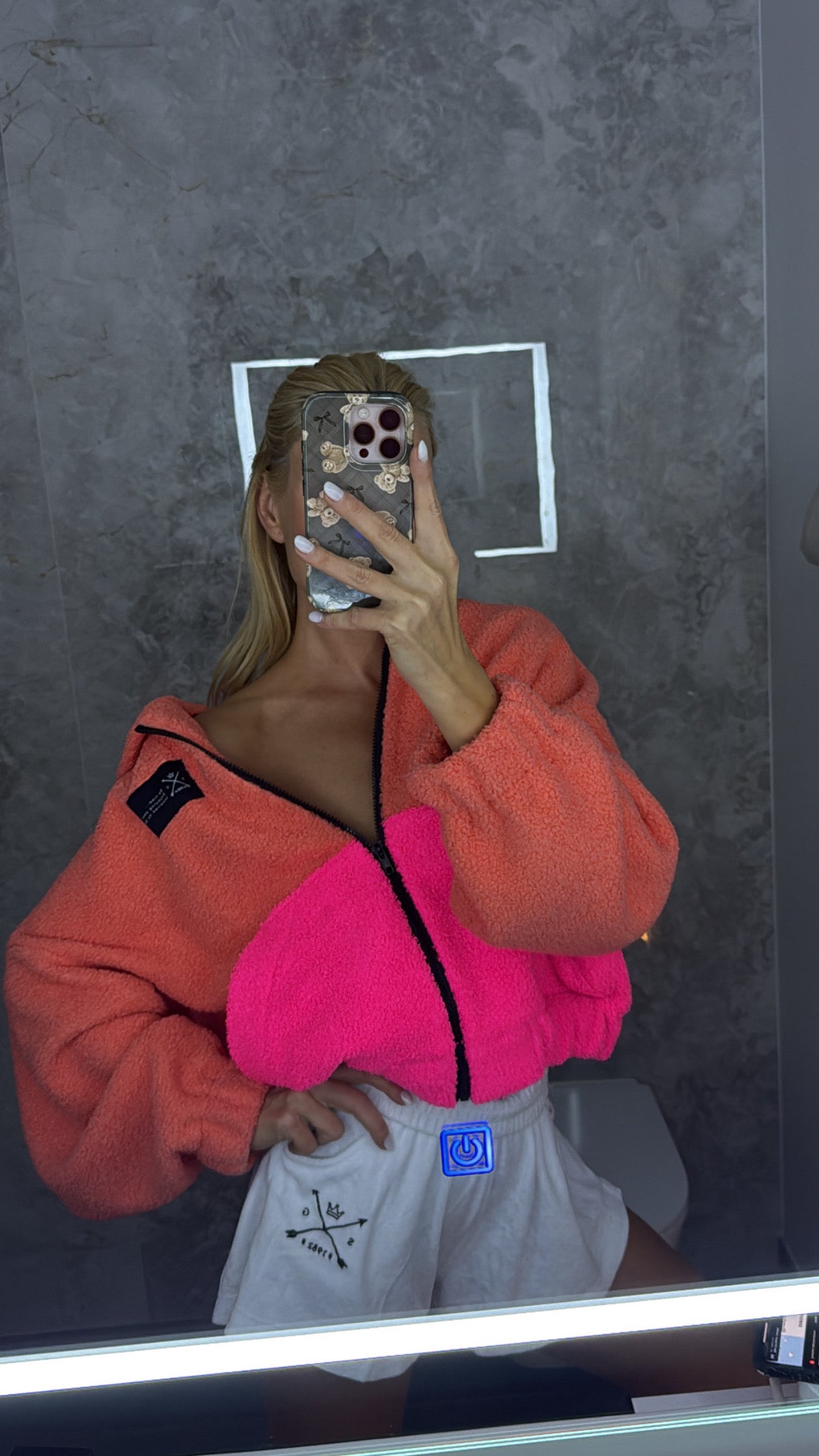 ''Coral Hot Pink" teddy  #SG1982#  Pre-Order