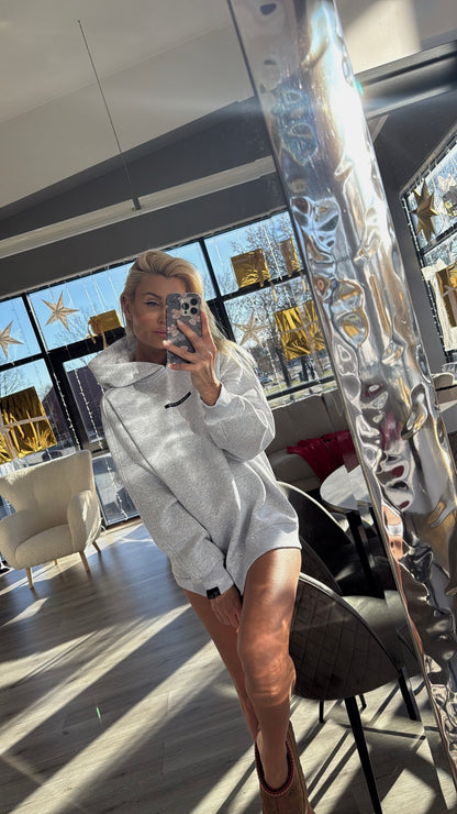 Šviesus melanžo oversize džemperis