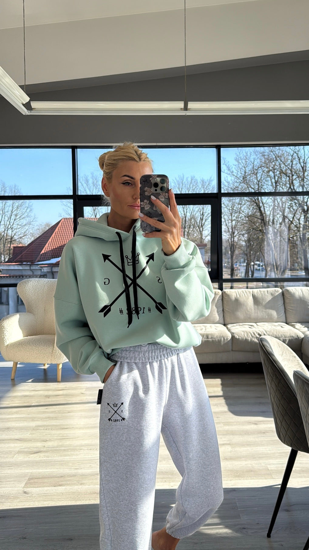 Mėtinis oversize džemperis #SG1982#