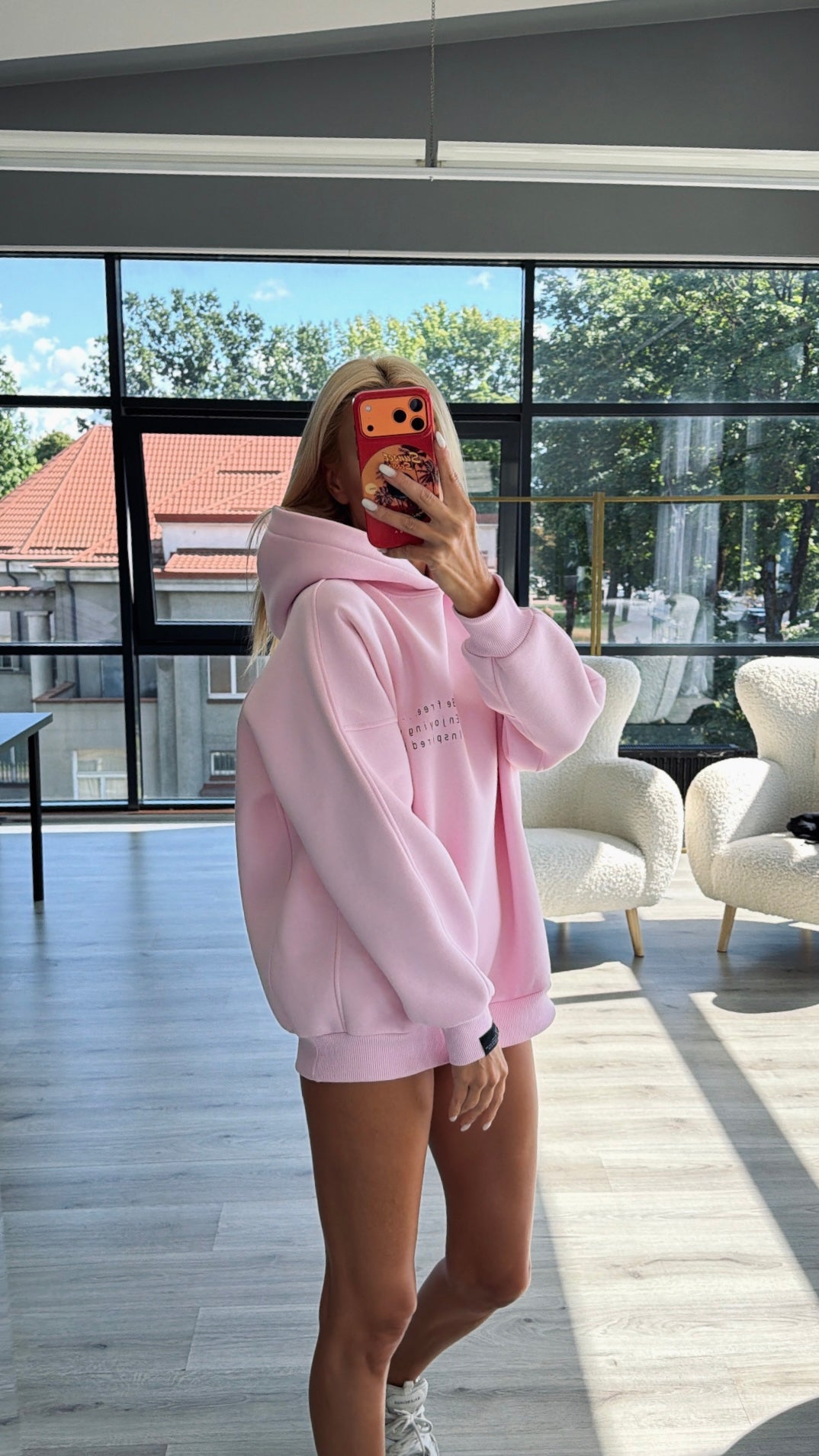 ,,Sweet pink“ Oversize  džemperis su pūkiu „SG1982“