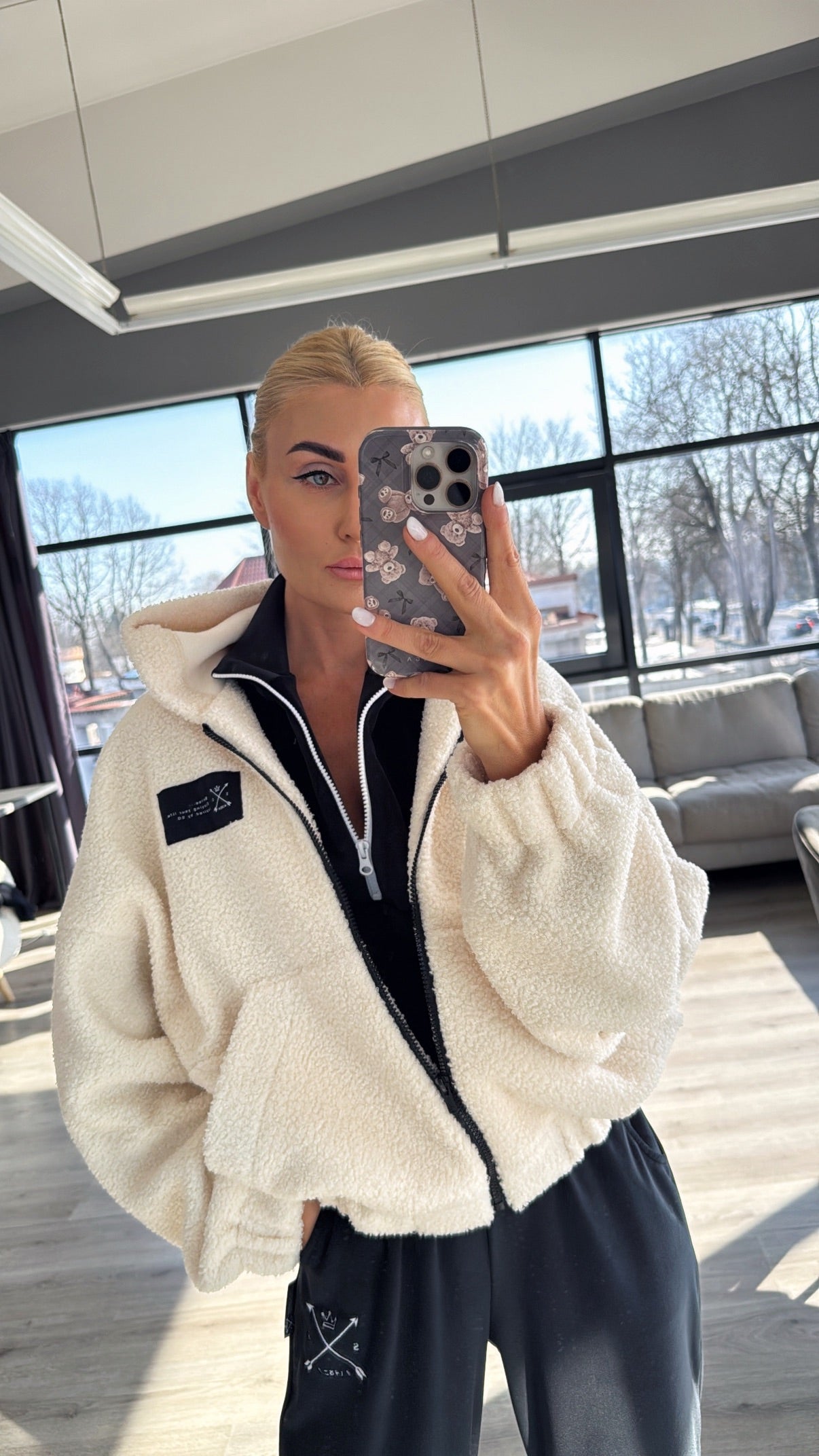 Itin prabangaus audinio ,,OFF - WHITE" teddy  #SG1982# PRE-ORDER