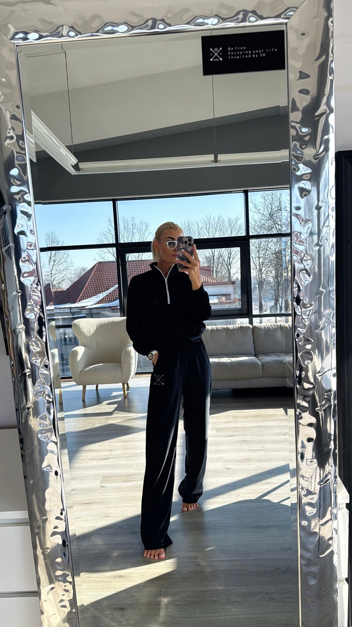 Juodo soft veliūro kelnės #SG1982