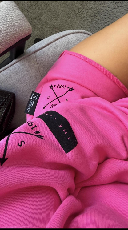 Rožiniai trisiūlio šortai