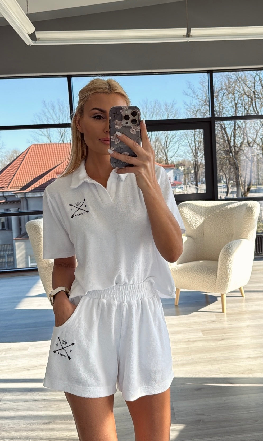 ,,White Mood" frote šortai #SG1982#