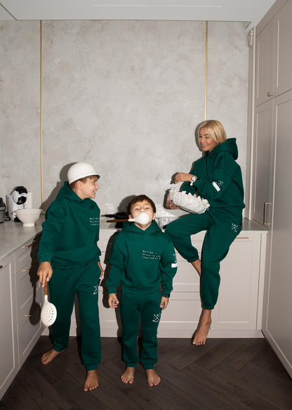 "Benetton green" kostiumėlis VAIKAMS su KAPIŠONU | Su pūkiu | PRE - ORDER