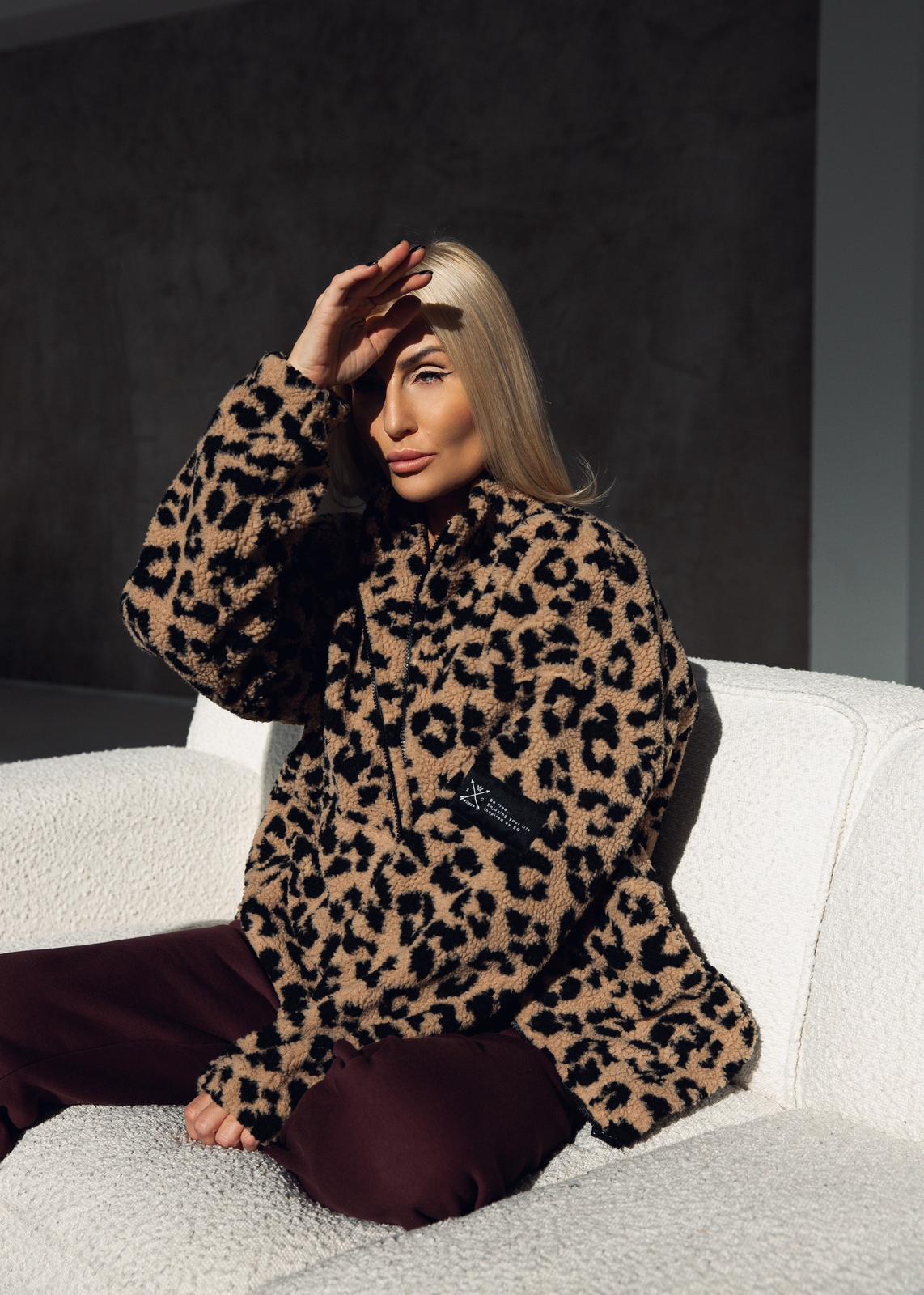 Leopardinis OVERSIZE teddy su pilnu užtrauktuku |